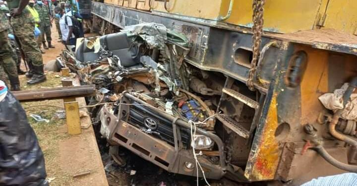 UPDF vehicle rams into train