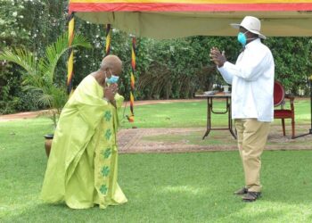 President Yoweri Museveni and  the Special Representative of the Secretary General of the United Nations in the Democratic Republic of Congo and Head of MONUSCO Bintou Keitain having a chat after a meeting  at the State House Entebbe on 26th October 2021. Photo by PPU/ Tony Rujuta.