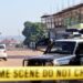 Ugandan police members secure the scene of an explosion in Komamboga, a suburb on the northern outskirts of Kampala, Uganda October 24, 2021. REUTERS/Abubaker Lubowa