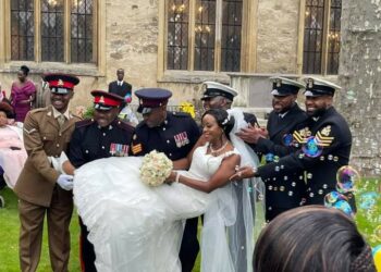 Dr Patrick Ibembe (extreme left) at a Wedding Party in London