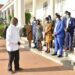 President Yoweri Museveni  having a chat with the Uganda Medical Association members  after a meeting  at the State House Entebbe on 23rd November 2021. Photo by PPU/ Tony Rujuta.