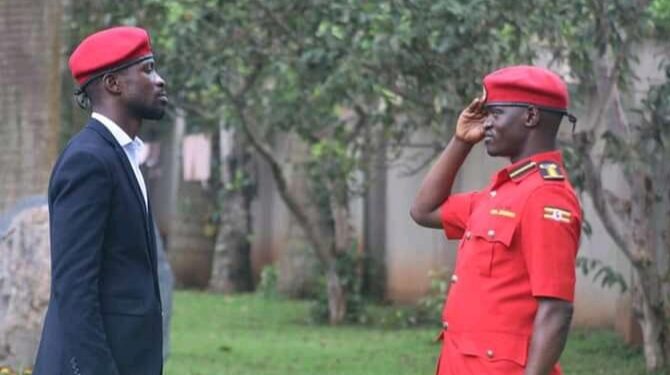 NUP president Bobi Wine and Moses Bigirwa