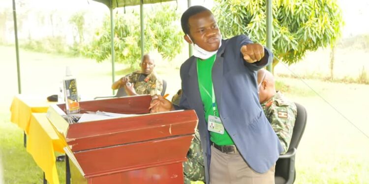 Ambassador Jibril Owomugisha the Greening Uganda campaign Chairperson addressing stakeholders at a recent conservation and agro forestry sensitization event