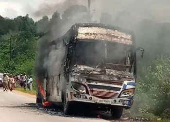 Gateway bus that caught fire