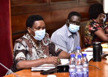 Hon. Okori-Moe Janet (left), the Chairperson of the Committee on Agriculture, Animal Industry and Fisheries