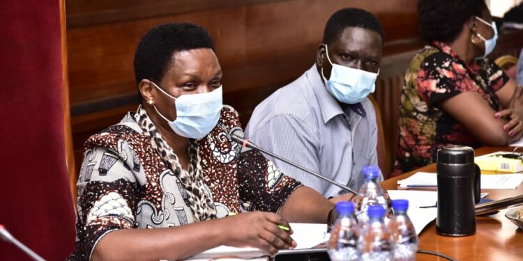 Hon. Okori-Moe Janet (left), the Chairperson of the Committee on Agriculture, Animal Industry and Fisheries
