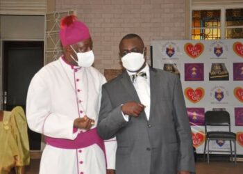 Archbishop Kaziimba Mugalu with Speaker Oulanyah