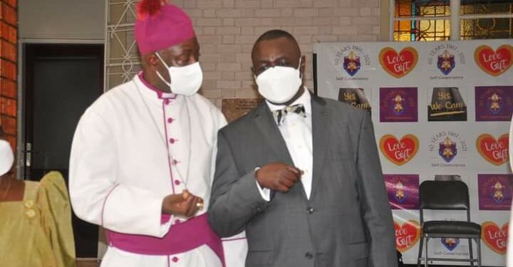 Archbishop Kaziimba Mugalu with Speaker Oulanyah