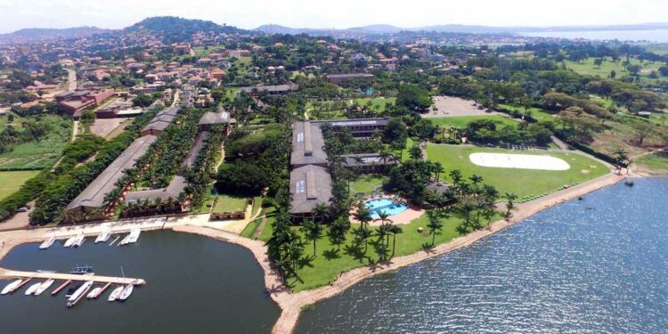 Aerial view of Speke Resort and Munyonyo Commonwealth Hotel