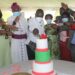 The Speaker of Parliament, Jacob Oulanyah, Archbishop Kazimba and MPs cut cake in celebration of 60 years of existence of the Anglican Church.