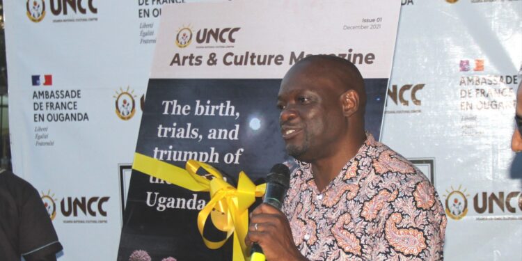 NCF Vice Chairperson Mr Charles Batambuze during the launch of the magazine