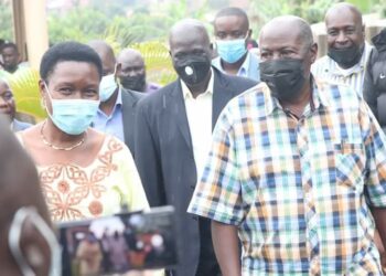 Rosemary Seninde with Hajj Moses Kigongo in Kayunga