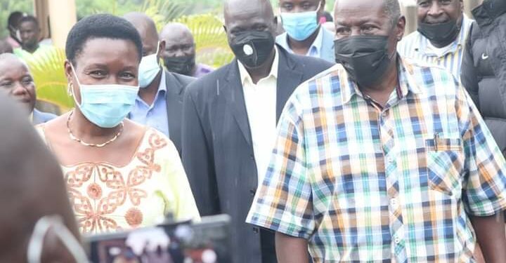 Rosemary Seninde with Hajj Moses Kigongo in Kayunga