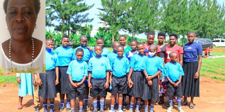 Mrs Adera Bamuhigire (in-set) and the Haguruka Mtoto Kids in Kijura Kabalore