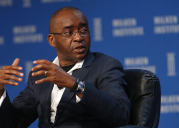 Strive Masiyiwa, founder and chairman of Econet Wireless Global Ltd., speaks during the annual Milken Institute Global Conference in Beverly Hills , California, U.S., on Monday, May 2, 2016.