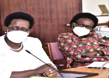 Minister Jane Aceng(R) and PS, Dr Atwine before the Health Committee