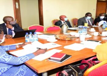 Ministry of Foreign Affairs officials, far right, meeting the committee