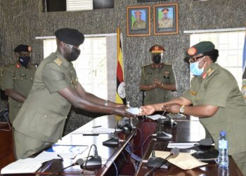 Brig Gen Flavia Byekwaso hands over office to Lt Col Ronald Kakurungu