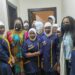 Minister Amongi (second left) with Ugandan girls at the EKAL facility in Saudi Arabia on Tuesday