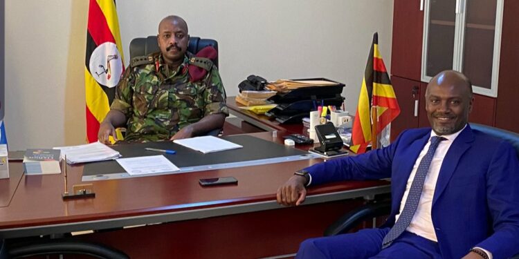 Gen Muhoozi Kainerugaba with Andrew Mwenda