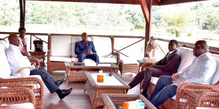 President Museveni with President Felix Antoine Tshisekedi Tshilombo of the Democratic Republic of Congo, President Faure Essozimna Gnassingbe of the Republic of Togo and President Denis Sassou-Nguesso of the Republic of Congo