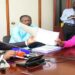 The LOP, Hon Mathias Mpuuga (L), Hon Francis Mwijukye and Hon Joyce Bagala at the launch of the complaints book