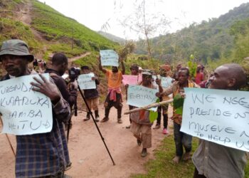 Batwa community demonstrating on Friday