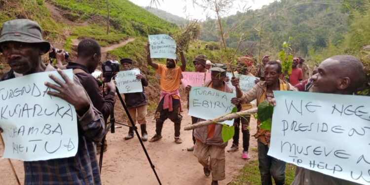 Batwa community demonstrating on Friday