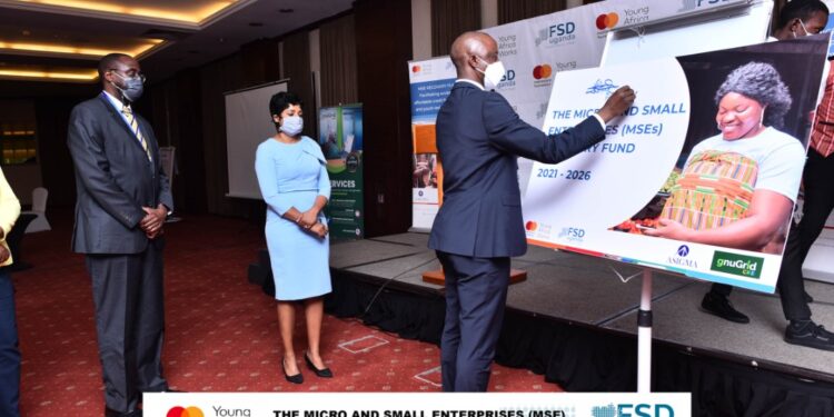 PS Ggoobi during the launch of FSD and Mastercard Foundation's five-year Micro and Small Enterprises recovery fund