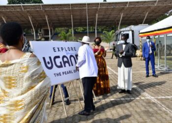 Museveni during the launch of Expo Uganda brand