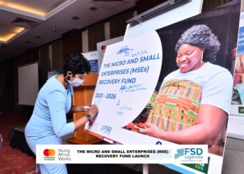 The Executive Director of FSD Uganda, Rashmi Pillai during the launch of the Recovery Fund