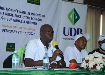 Greater Ankole Investment Symposium organisers led by Dr Robert Mwesigwa Rukaari (middle)