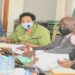 Lands state minister, Hon Persis Namuganza (2nd, left) and officials from her ministry meeting the committee