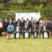 Registrar General  Mercy Kainobwisho,URSB Board Chair Ambassador Francis Butagira, Principal Judge Dr.Flavian Zeija, Justice Mike Chibita, Justice Geoffrey Kiryabwire in a group photo during the insolvency conference