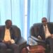 Mr. Bagiire Vincent Waiswa, Permanent Secretary Ministry of Foreign Affairs- Uganda (L) wit Amb. Dr. Avv Hersy Hagi Olosow Director General of Protocol and Ag. Permanent Secretary Ministry of Foreign Affairs & International Cooperation of Somalia