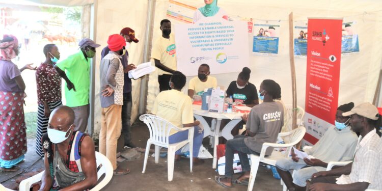 Young people among those attending a reproductive health services outreach in Kyangwali