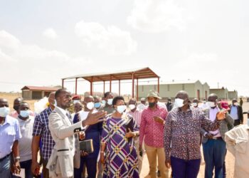 State House Comptroller Jane Barekye with leaders on Karamoja Sub region at Napak Industry Hub on Saturday