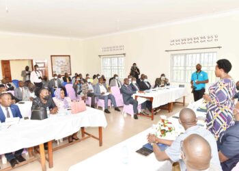 The State House Comptroller Jane Barekye makes her remarks during a meeting with Political Leaders from Kigezi Sub-region at Kigezi Sub-region Industrial Zonal Hub in Kamuganguzi Sub-county, Buranga Parish in Ndorwa county in Kabale district on 7th April 2022. Photo by PPU / Tony Rujuta.