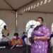 Minister Babalanda delivering her speech during the vehicle handover ceremony at Kololo Airstrip on Friday