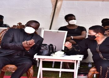 The Speaker, Anita Among and the Chief Justice, Owiny Dollow at the home of the former Speaker