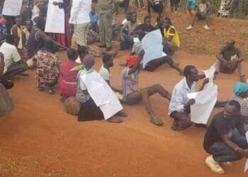 Some residents of Karamoja demonstrating over insecurity in the area