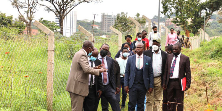 MPs on the Committee of National Economy during the tour of the proposed site of Uganda Heart Institute in Nakawa-Naguru.