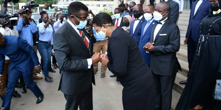 Katikkiro Mayiga with Speaker Among