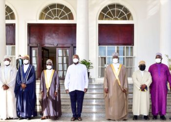 President Yoweri Museveni in a group photo with Muslim leaders in Uganda