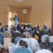 Hoima RCC Badru Mugabi addressing Muslims during Juma prayers