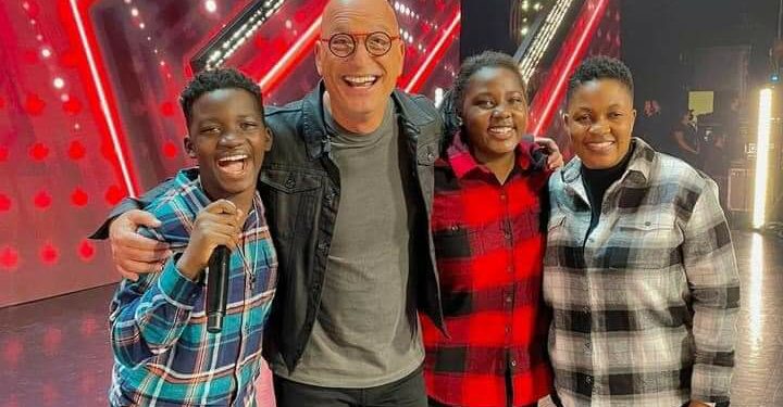 Julie Mutesasira with her kids and one of the judges of Canada's Got Talent