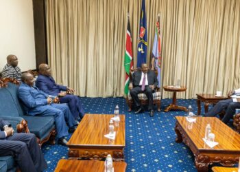 President Yoweri Museveni with other EAC leaders during a private meeting in Nairobi, Kenya on Thursday 21st April 2022