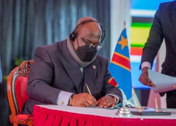DRC President Felix Tshisekedi signing the Treaty of Accession on Friday