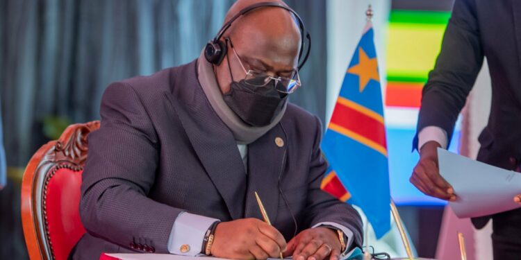 DRC President Felix Tshisekedi signing the Treaty of Accession on Friday