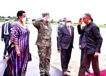 President Paul Kagame arrives in Uganda